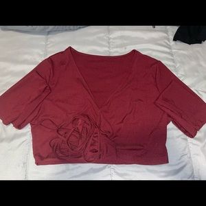 Long sleeve crop top with strings